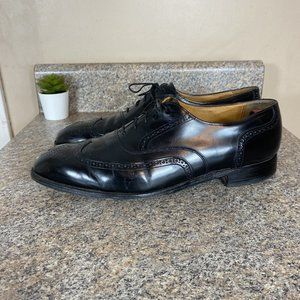JOHNSTON & MURPHY Wingtip Shoes‎ OPTIMA Made In USA Black Leather Mens Size 11.5